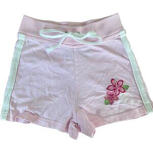Little Big Dogs Y2K Vintage Girls Floral Pink Shorts Drawstring sz 2T 3T Cotton